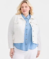 Style & Co Plus Classic Button-Front Denim Jacket, Macy's Exclusive