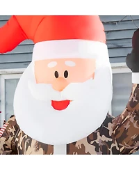 Homcom 8ft Lighted Military Camo Santa Claus Inflatable Yard Decor