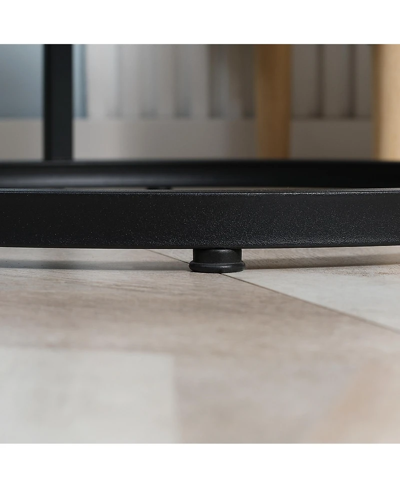 Round Nesting Coffee Table Set of 2 Stacking Accent Tables Living Room, Grey