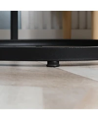 Round Nesting Coffee Table Set of 2 Stacking Accent Tables Living Room, Grey