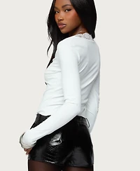 Edikted Women's Arellia Cutout Sheer Lacey Top