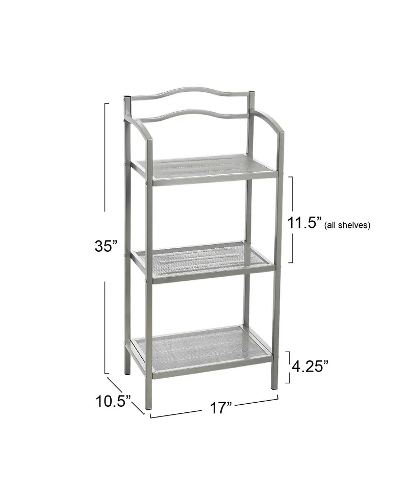 Household Essentials 3-Tier Metal Bathroom Storage Shelf, Silver