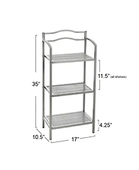 Household Essentials 3-Tier Metal Bathroom Storage Shelf, Silver