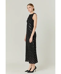 endless rose Women's Textured Sleeveless Maxi Dress