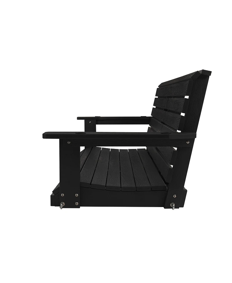 Mega Casa Poly Lumber 3-Seat Porch Swing, Hips 5-Feet Bench Swing with Foldable Cup Holders,18/8 Stainless Steel Hardware, High Backrest and Deep Cont