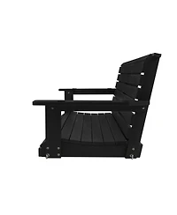 Mega Casa Poly Lumber 3-Seat Porch Swing, Hips 5-Feet Bench Swing with Foldable Cup Holders,18/8 Stainless Steel Hardware, High Backrest and Deep Cont