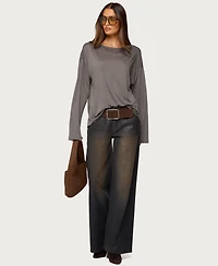 Edikted Women's Oversized Semi Sheer Long Sleeve T Shirt