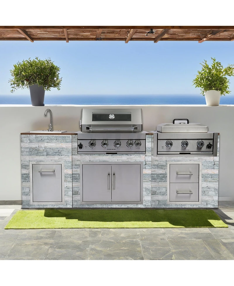 Mondawe 32" Built-In Gas Grill Outdoor Kitchen with Infrared Burner, Sink & Tool Set