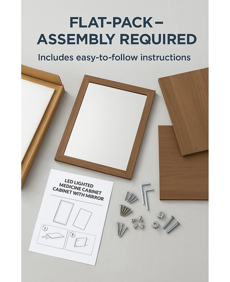 Hauschen Home 20x16 inch Bathroom Wall Cabinet, Saver Storage, Medicine Cabinet with 1 Door and Adjustable Shelves，Flat-Pack Design (Grey