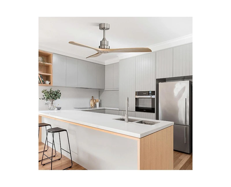 Sofucor 52-inch Modern Sand Nickel 3-Blade Light Ceiling Fan with Remote Control and Supporting Mobile Device Connection