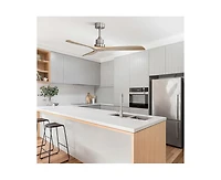 Sofucor 52-inch Modern Sand Nickel 3-Blade Light Ceiling Fan with Remote Control and Supporting Mobile Device Connection