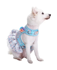Blueberry Pet Made Well Floral Print Dog Dress Harness with Felt Flower Accessory Lavender Color XSmall