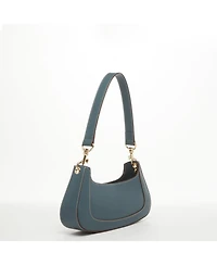 Susu East West Teal Blue Leather Baguette Shoulder Bag