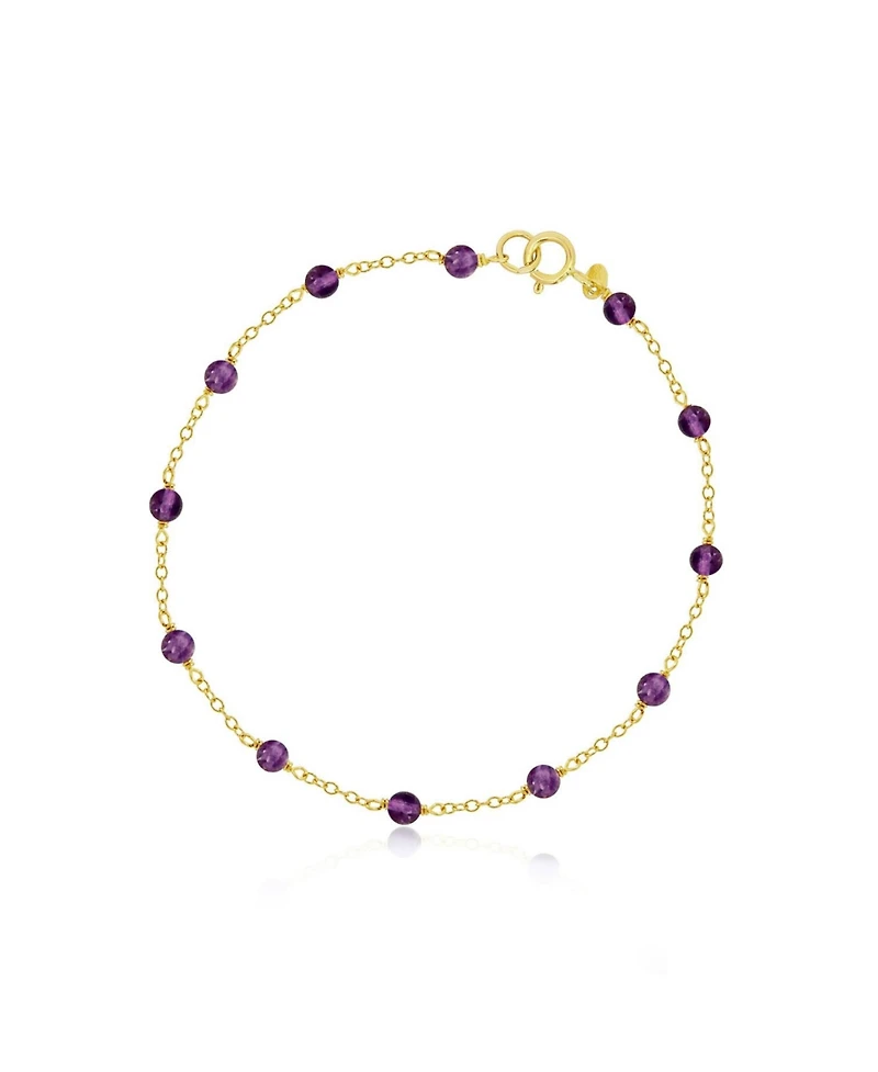 The Lovery Amethyst Bead Chain Bracelet 14K Gold