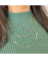 The Lovery Onyx Star Station Necklace 14K Gold