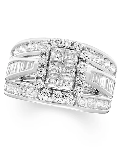 Macy's Diamond Multi Princess Halo Ring (2 ct. t.w.) in 14k White Gold
