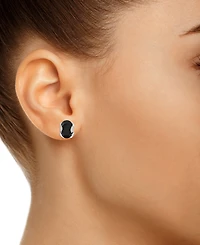 Macy's Black Onyx Stud Earrings 14k White Gold (Also Aquamarine)