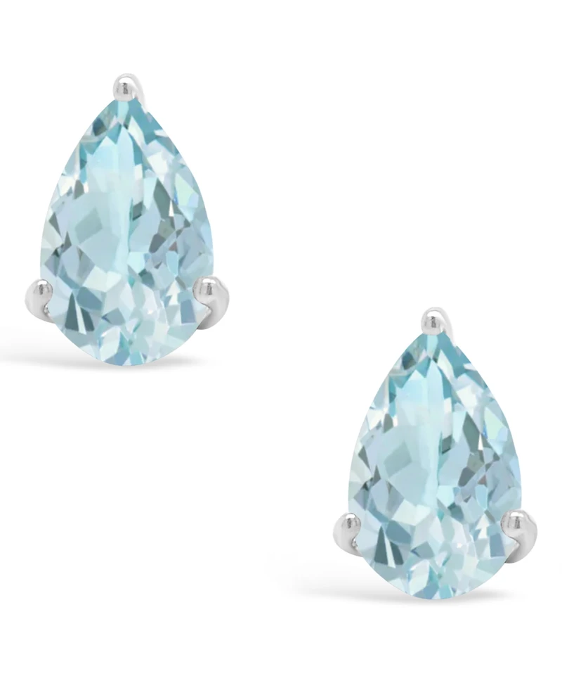 Macy's Black Onyx Stud Earrings 14k White Gold (Also Aquamarine & Morganite)