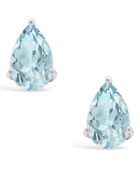 Macy's Black Onyx Stud Earrings 14k White Gold (Also Aquamarine & Morganite)