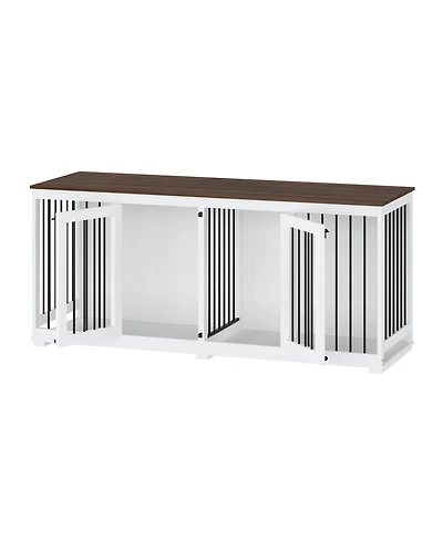 Homsee 71 Inch Dog Crate Furniture, Heavy-Duty Wooden Dog Kennel with Trays and Divider for Large Medium Dogs