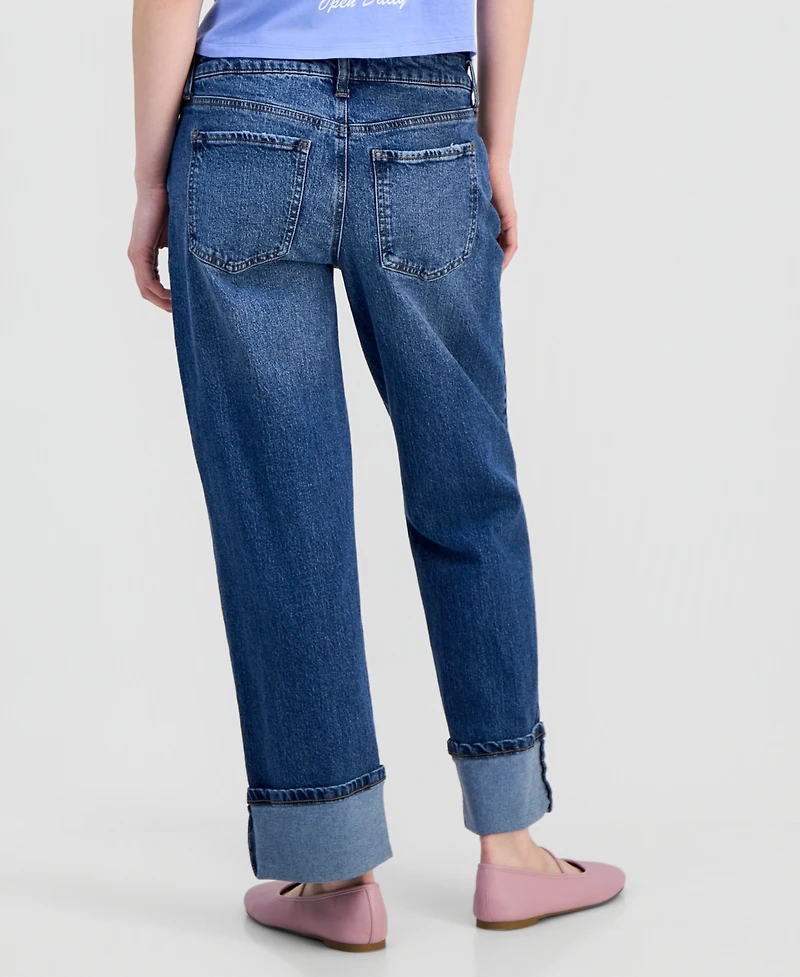 Celebrity Pink Juniors' Cuffed Straight-Leg Jeans