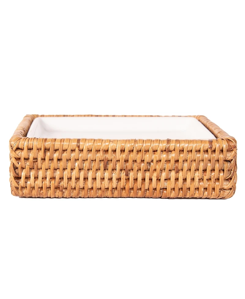 Artifacts Rattan Rectangular Soap Dish with Ceramic Insert
