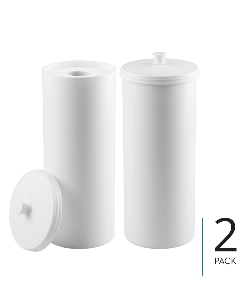 mDesign Freestanding Toilet Paper Canister, Set of 2, White, Made in Usa