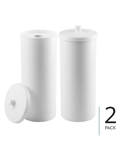 mDesign Freestanding Toilet Paper Canister, Set of 2, White, Made in Usa