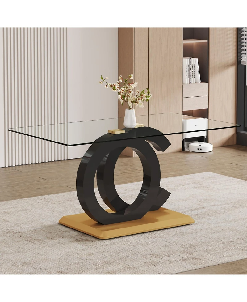 Streamdale Furniture Streamdale Modern minimalist rectangular glass dining table for 6-8 people