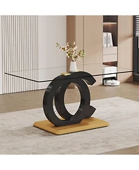 Streamdale Furniture Streamdale Modern minimalist rectangular glass dining table for 6-8 people