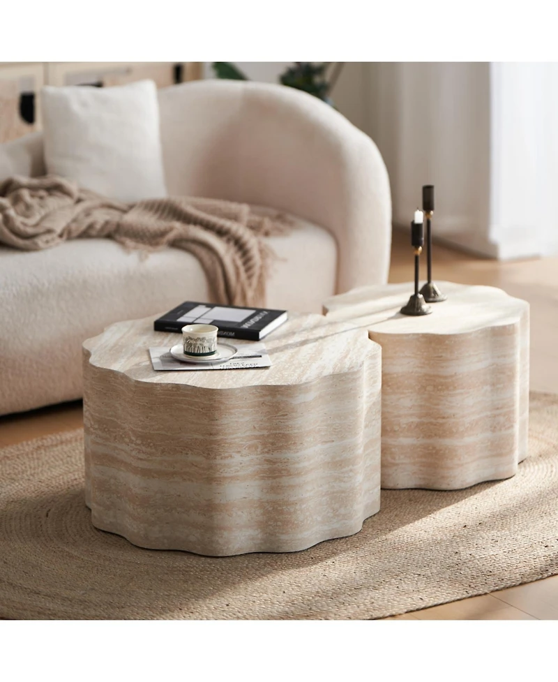 Streamdale Furniture Streamdale Set of 2 Round Coffee Tables, Modern Minimalist Side Accent End Tables