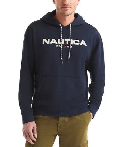 Nautica Men's Logo Details Relaxed-Fit Pull-On Hoodie