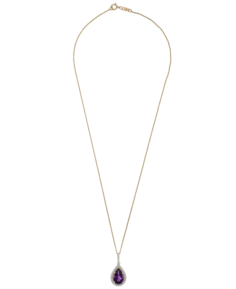 Macy's Amethyst (3-1/8 ct. t.w.) and Diamond (1/4 ct. t.w.) Pendant Necklace in 14k Yellow Gold
