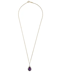 Macy's Amethyst (3-1/8 ct. t.w.) and Diamond (1/4 ct. t.w.) Pendant Necklace in 14k Yellow Gold