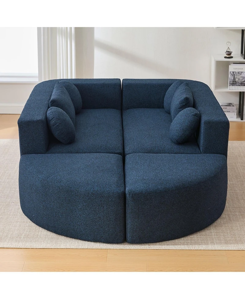 Streamdale Boneless Couch Modular Sectional Sofa 114.9" Blue