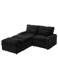 Streamdale Furniture Loveseat Sofa 70.9" Sectional Convertible Bed w/Storage, Ottomans, Usb & Cup Holders