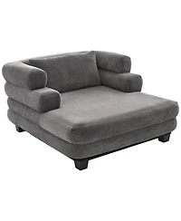 Streamdale Furniture Streamdale Oversized Chaise Lounge 52.4" Modern Chenille Sofa Bed with Deep Seat, Black