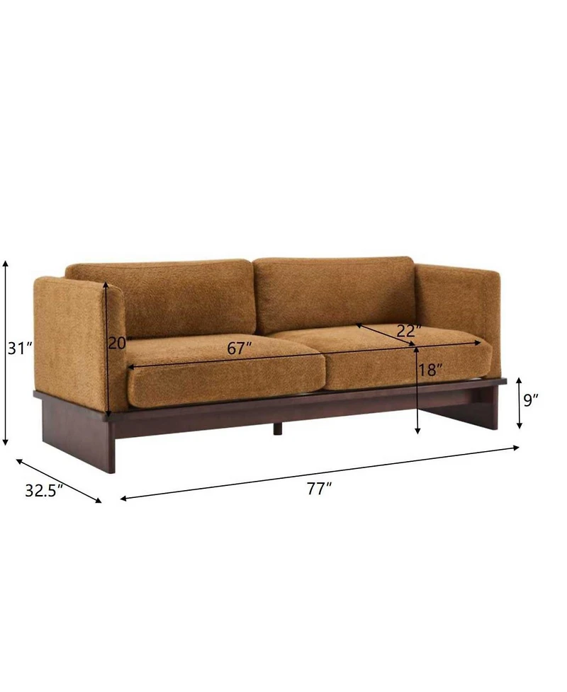 Streamdale Furniture Beige 77" Modern Boucle 3-Seater Sofa with Solid Wood Base