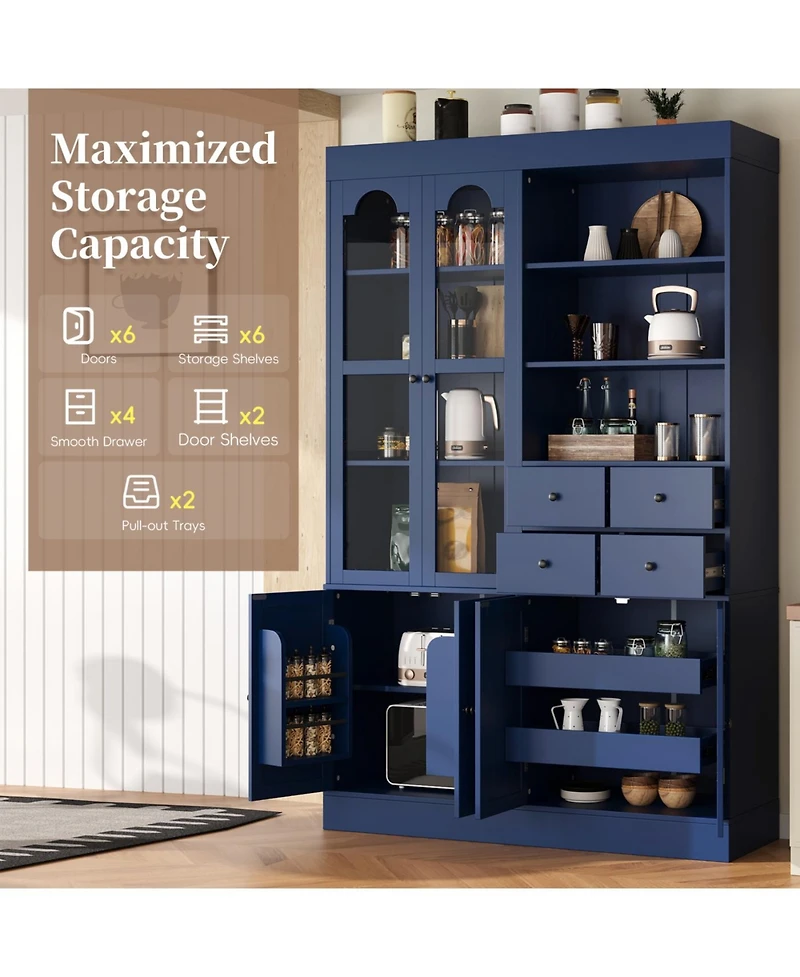 Streamdale Freestanding Buffet with Hutch - Blue, 47.2x15.7x75in