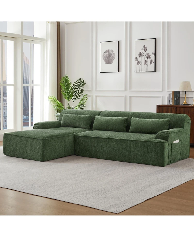 Streamdale Furniture Chenille L-Shape Luxury Sectional Sofa, Comfy Sleeper Couch for Living Room