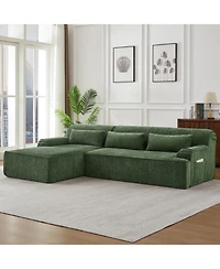 Streamdale Furniture Chenille L-Shape Luxury Sectional Sofa, Comfy Sleeper Couch for Living Room