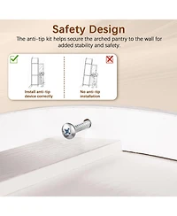 Streamdale Furniture 71" Fluted Tall Arched Pantry Cabinet with Hidden Drawer & Glass Door, White