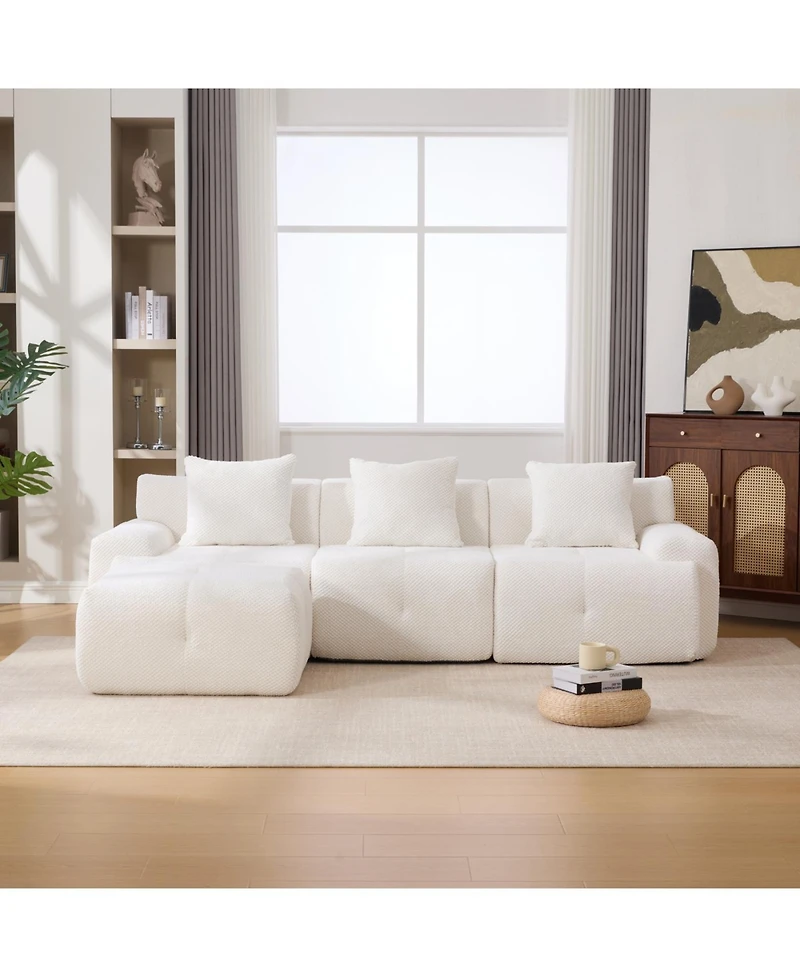 Streamdale Furniture Streamdale 104.3" 4-Piece L-Shaped Upholstered Modular Sectional Sofa, Ivory