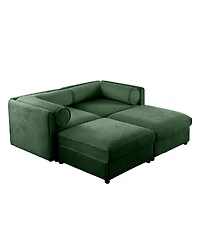 Streamdale Furniture Stylish Green Chenille 2-Seater Sofa with 2 Ottoman Storage Seats
