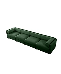 Streamdale Furniture Modular Green 4-Seat Sectional Sofa with Storage and Cylindrical Backrest