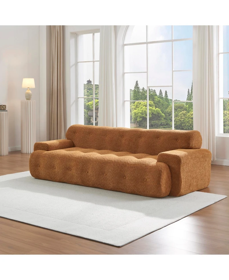 Streamdale Furniture 88" Cloud 3 Seater Boucle Sofa with Button Tufted Comfy Upholstered Couch, Nomad