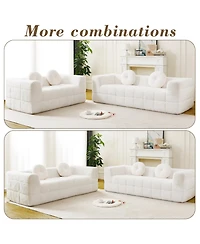 Streamdale Furniture Modern Boneless Couch with Two Throw Pillows, Checkered Fabric Sofa