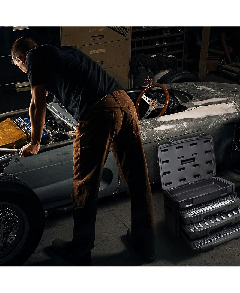 Master Mechanic 205 Piece Mechanics Sae Metric Socket and Tool Set with Case