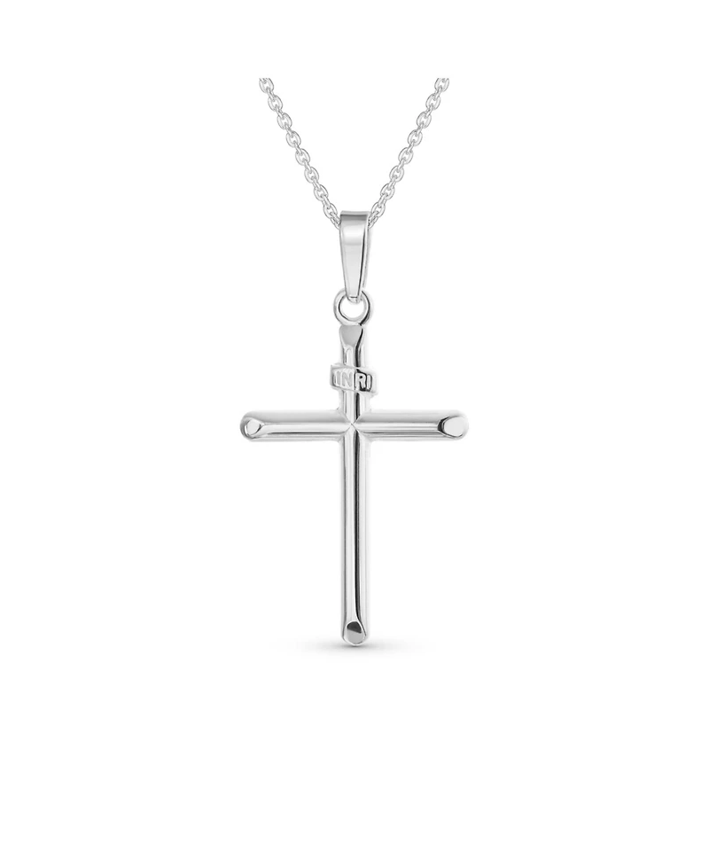 Bling Jewelry Set of 2 Minimalist Medium & Large Cross Pendant Necklace Sterling Silver