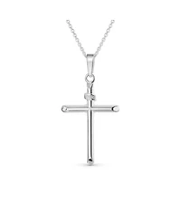 Bling Jewelry Set of 2 Minimalist Medium & Large Cross Pendant Necklace Sterling Silver